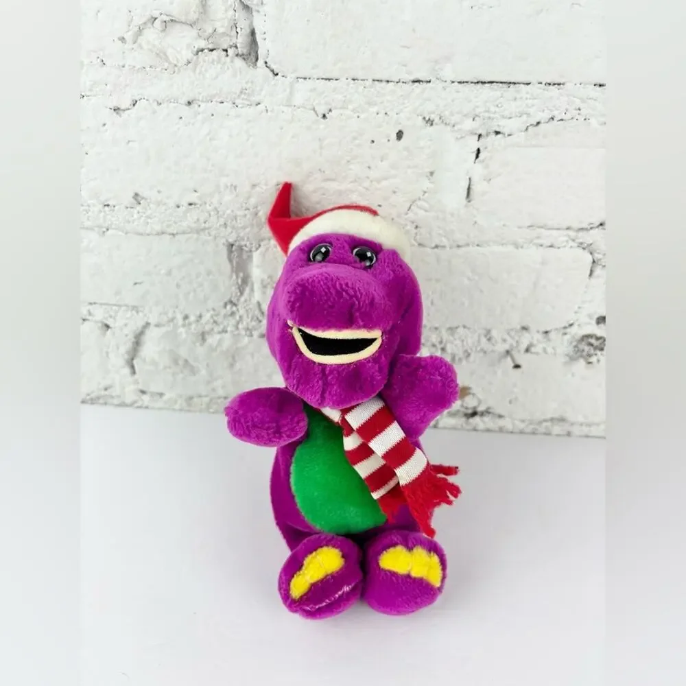 Vintage 90’s Barney The Purple Dinosaur Christmas 9” Plush